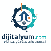 Dijital yum şirketinin logosu, dijital çözümler ve teknoloji hizmetleri vurgulanıyor.